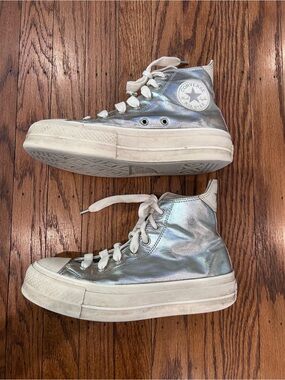 Converse Iridescent Silver High-Top Sneakers